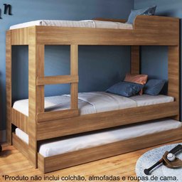 Treliche de Solteiro para Colchões de 190/90cm Yuma Nogal Cj065 Art In Móveis - 2