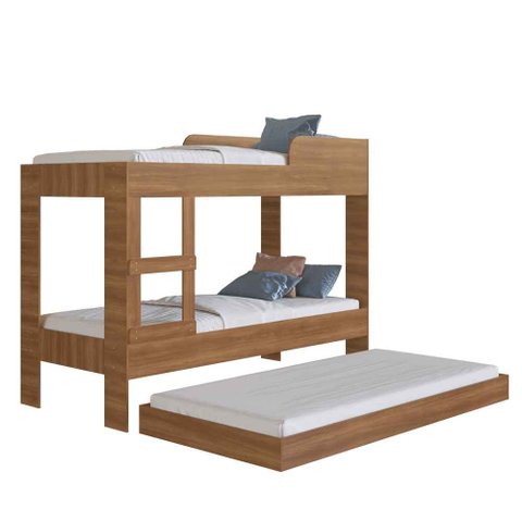 Treliche de Solteiro para Colchões de 190/90cm Yuma Nogal Cj065 Art In Móveis