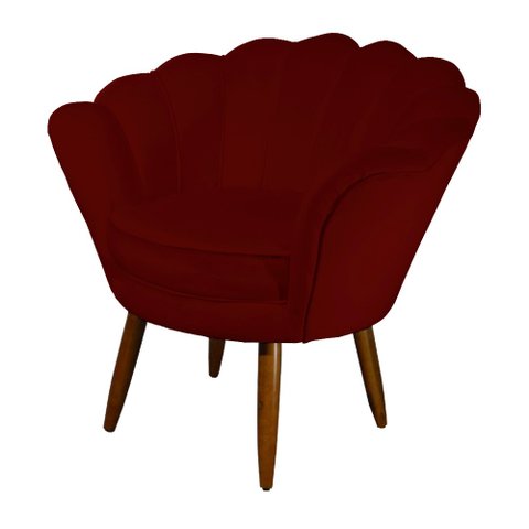 Poltrona Decorativa Pétala Suede Marsala Pés Madeira Ms Decor
