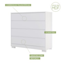 Cômoda 4 Gavetas 100% MDF Moana - 6