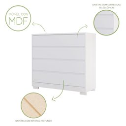 Cômoda 4 Gavetas 100% MDF Moana - 5