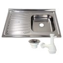 Ver imagem 1 de Pia Inox Fabrinox PSD800D 80x52cm, cuba direita, válvula e sifão