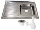 Ver imagem 1 de Pia Inox Fabrinox PSD800D 80x52cm, cuba direita, válvula e sifão