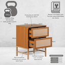 Ver imagem 2 de Mesa de Cabeceira Square 2 Gavetas 43 Cm X 40 Cm Louro Freijó - Telinha Rattan
