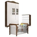 Ver imagem 1 de Quarto de Bebê Ariel 3 Portas com Gaveteiro e Berço Lara Branco Acetinado Amadeirado – Carolina