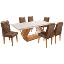 Ver imagem 5 de Mesa Alvorada 180 Tampo em Mdf Vidro Canto Reto 6 Cadeiras Rufato