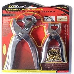 Kit Alicate Furador Vazador Ilhoses 2 em 1 Furador Cinto Couro Ajuste com 100 Ilhos 6 Medidas - 7