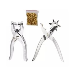 Kit Alicate Furador Vazador Ilhoses 2 em 1 Furador Cinto Couro Ajuste com 100 Ilhos 6 Medidas - 5