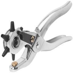 Kit Alicate Furador Vazador Ilhoses 2 em 1 Furador Cinto Couro Ajuste com 100 Ilhos 6 Medidas - 4