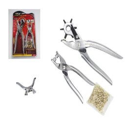 Kit Alicate Furador Vazador Ilhoses 2 em 1 Furador Cinto Couro Ajuste com 100 Ilhos 6 Medidas - 1