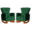 Ver imagem 1 de Conjunto 2 Poltronas Estofadas de Balanço Melinda Veludo Verde - LM DECOR