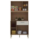 Ver imagem 2 de Armário de Cozinha Compacto Zen 3 Portas 1 Gaveta com Nicho Decorativo 0,90m - Freijó/soft