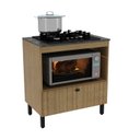 Ver imagem 5 de Balcão de Cozinha BL3315 para Cooktop 4 Bocas 75cm 1 Porta Marrom/Amêndoa/Lunar
