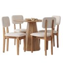 Ver imagem 7 de Mesa Jantar Redonda 117cm com 4 Cadeiras Estofadas MDF Cor:Cinamomo com Gelo