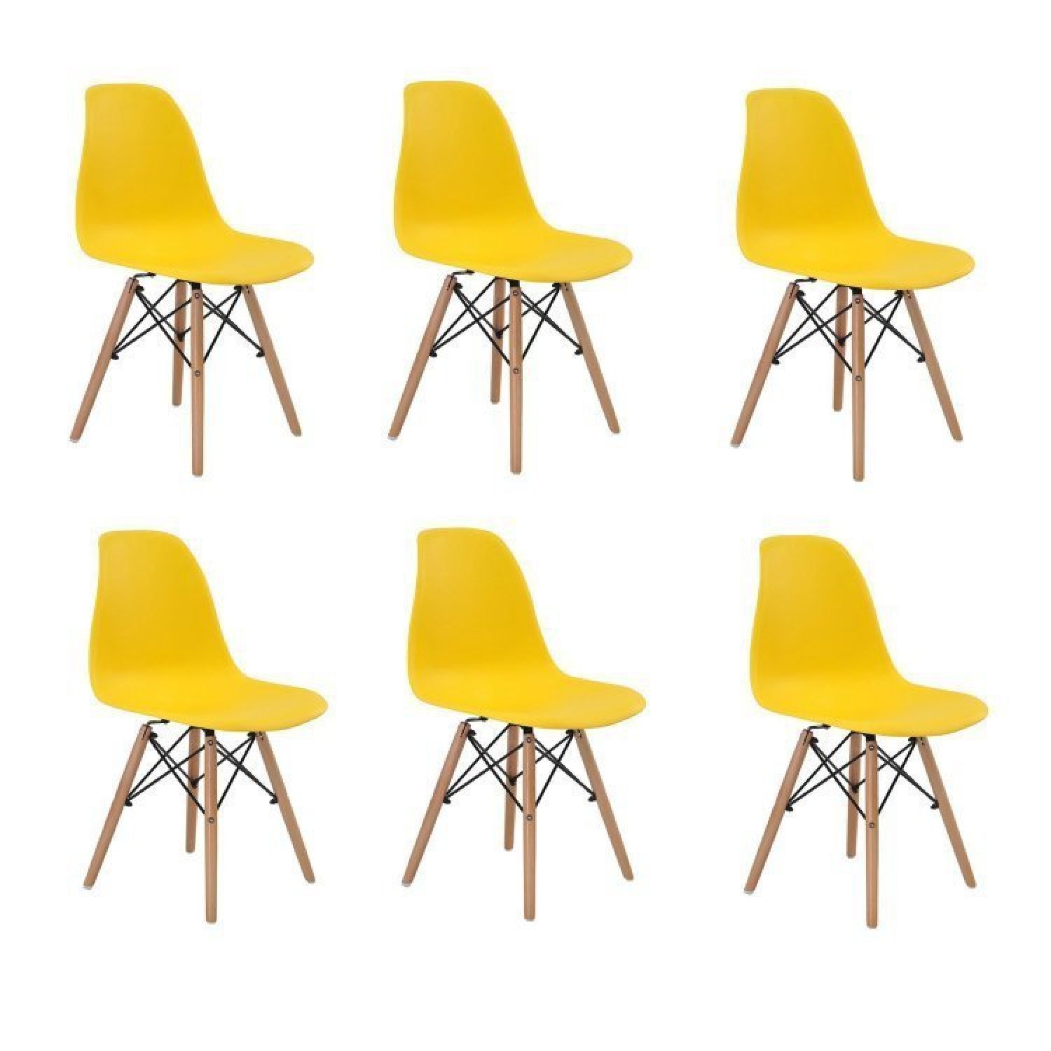 Conjunto 6 Cadeiras Eiffel PP Base Madeira - 1