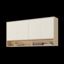 Ver imagem 2 de Armário Aéreo 4 Portas com Nicho e LED Office Elegance Bege/Galiano Grann/Argila