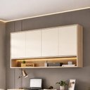 Ver imagem 1 de Armário Aéreo 4 Portas com Nicho e LED Office Elegance Bege/Galiano Grann/Argila