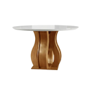 Ver imagem 3 de Mesa de Jantar Redonda 110cm Vidro/MDF 4 Lugares Castanho Cinamomo/Off White Nuance Yescasa Marrom