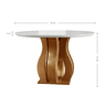Mesa de Jantar Redonda 110cm Vidro/MDF 4 Lugares Castanho Cinamomo/Off White Nuance - 4