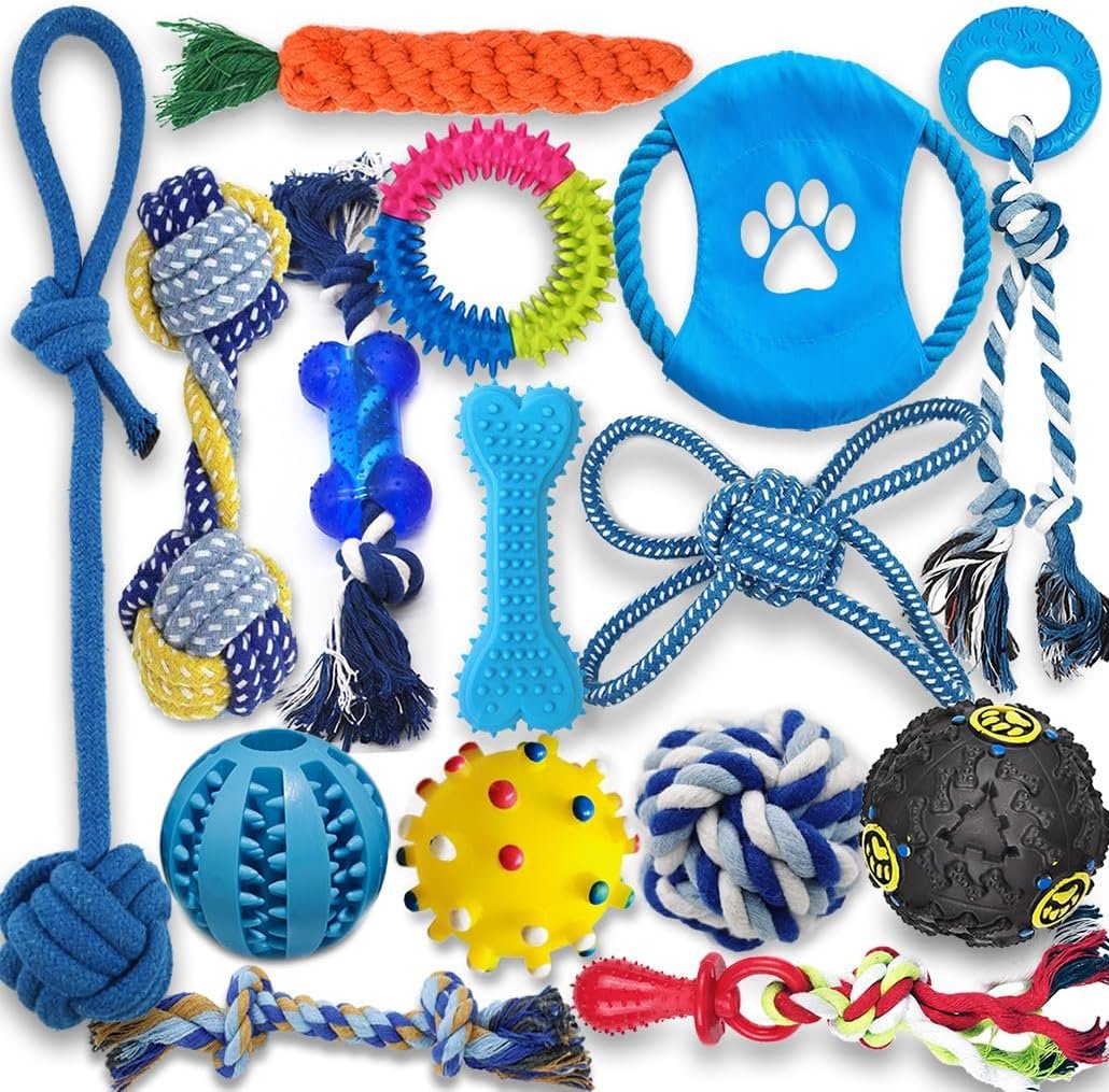 Beiker Pacote com 15 Brinquedos Duráveis para Cães Pequenos
