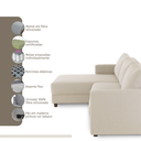 Ver imagem 3 de Sofá Chaise + 2 Assentos 2,40m Linho com Molas Zante Estofama