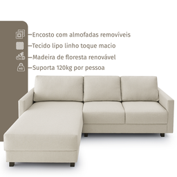 Sofá Zante Chaise e 2 Lugares 2,39m  - 4