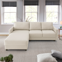 Ver imagem 1 de Sofá Chaise + 2 Assentos 2,40m Linho com Molas Zante Estofama