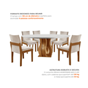 Ver imagem 6 de Sala de Jantar 6 Cadeiras Estofadas Mônaco e Mesa Redonda com Tampo de Vidro Nuance Yescasa Cinamomo/Creme/Off White