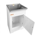 Ver imagem 3 de Gabinete Tanque com Esfregador 26 Litros Espaço Torneira Branco/Cinza MAKO001
