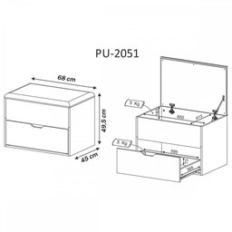 Puff 1 Porta 1 Gaveta Pu2051 Amêndoa - Tecno Mobili - 4