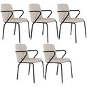 Ver imagem 1 de Kit 05 Cadeiras Estofada para Sala de Jantar com Braço Loft Preto C01 Linho Areia - Lyam Decor