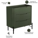Ver imagem 2 de Mesa de Cabeceira Orgânica 3 Gavetas Pés Industrial Preto Bliss I03 Musgo - Lyam Decor
