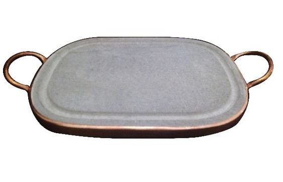 Grelha Retangular 20 X 30 Cm com Aro e Alças em Cobre