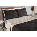 Ver imagem 2 de Colcha Cobre Leito Cama de Casal 3 Pç Dupla Face Acolchoado Microfibra Marrom e Bege