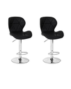 Ver imagem 1 de Kit com 2 Banquetas Slim Giratórias Estofadas Altas em Pu Preto com Base Cromada e Regulagem de Altu