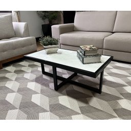 Mesa de Centro Retangular Paris Industrial Preto com Mdf - 2