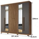 Ver imagem 2 de Guarda Roupa Casal Ripado 6 Portas Buriti com Espelho e Pés Cabeceira Casal Loanda com Gavetas Jatob