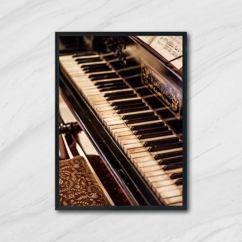 Quadro Fotografia Piano 24x18cm - com vidro:Madeira branca
