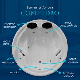 Banheira Redonda Veneza Completa com Hidro - 5