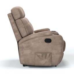 Poltrona do Papai Reclinável em Suede Cor Bege Reclinação Manual com Massagem- Modelo Florença - 4