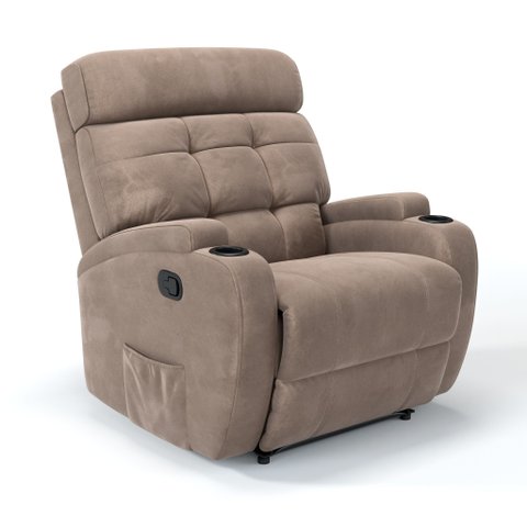 Poltrona do Papai Reclinável em Suede Cor Bege Reclinação Manual com Massagem- Modelo Florença