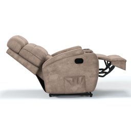 Poltrona do Papai Reclinável em Suede Cor Bege Reclinação Manual com Massagem- Modelo Florença - 5