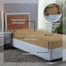 Lençol Solteiro 400 Fios Poliéster Infantil com Elástico Beliche:avela - 3