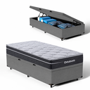 Ver imagem 1 de Cama Box Baú Solteiro Suede Cinza + Colchão Ortobom Elegant Superpock