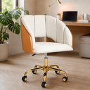 Ver imagem 1 de Cadeira Giratória com Rodinhas Dourada Nicole Home Office