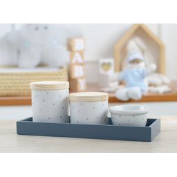 Kit Higiene Porcelana Bancada Retangular Madeira Bebê Menino Azul Póa K019 Royal - 5