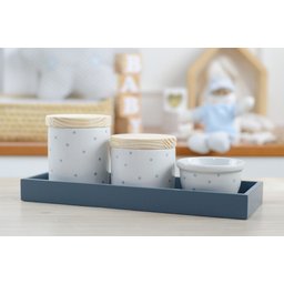 Kit Higiene Porcelana Bancada Retangular Madeira Bebê Menino Azul Póa K019 Royal - 4