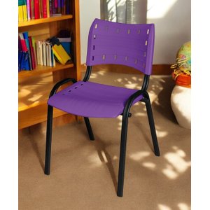 Cadeira Iso Base Preto Igreja, Escola, Escritório - Violeta Kit 1 Peça