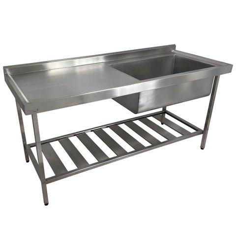 Pia Aço Inox Industrial 160x70x90 cm Cuba Grande Cubão Direita Nortinox