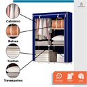 Ver imagem 2 de Armário Guarda Roupa Dobrável Portátil Multiuso Organizador de Roupas Azul - StaremCasa